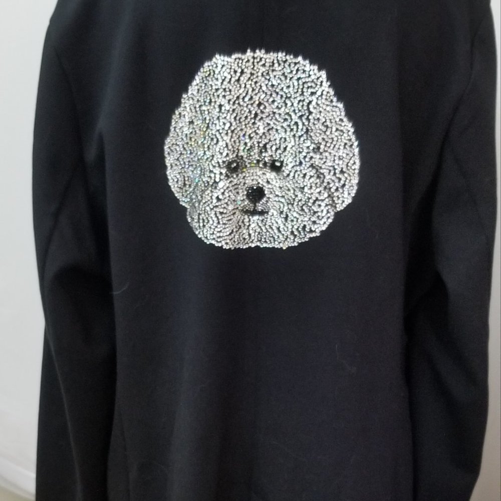 Bichon Dog Breed Design in Swarovski Crystals on Ladies Blazer | Size 2XL XXL
